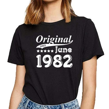 Topai Marškinėliai Moterims originalus nuo birželio 1982 O-Kaklo Derliaus Medvilnės Moterų Marškinėlius