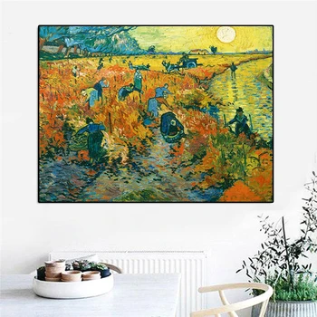 Raudona Vynuogynų Van Gogh Cuadros Garsaus Kraštovaizdžio Naftos Tapyba ant Drobės, Plakatų ir grafikos Sienos Meno Nuotrauka už Kambarį
