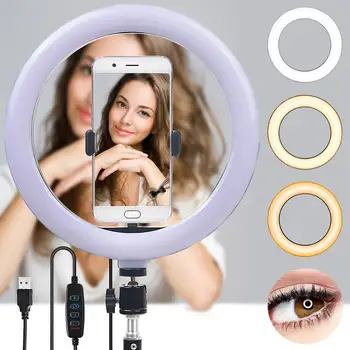 Pritemdomi 26cm Led Selfie Žiedas šviesos USB Video Žiedas Lempos Fotografijos Apšvietimo Telefonas Su Trikojo Telefono, 