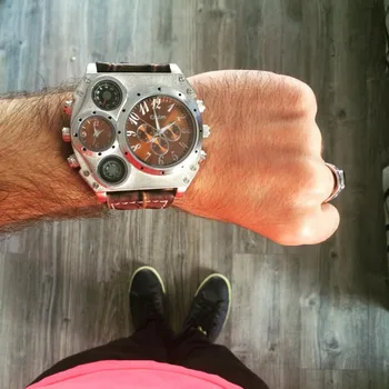 Oulm HP1349 Unikalus Dizaineris Prekės Vyrų Sporto Žiūrėti Dviejų Laiko Zonų Kvarco Žiūrėti Didelis Ciferblatas Atsitiktinis Laikrodis vyriški Laikrodžiai