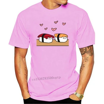 Laimingas Suši Meilės Juokinga Japonija Maisto Dailės Vyrų T-Shirt O-Kaklo Balta Animacinių filmų marškinėliai vyrams Unisex Naujas Mados marškinėlius