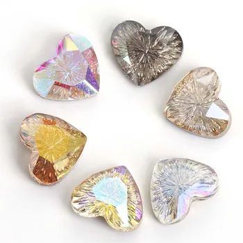 6PCS Lenktas Apačioje Didelis Kristalų 3D Nagų Cirkonio Nagų Pakabukai Meilės Širdies Formos Deimantų Bling Didelis Nagų Kristalų Gem Akmens 