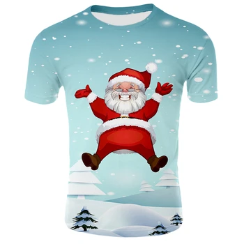 2021 Naujų Santa Claus 3D T-Shirt Moterims, Vyrams, Atsitiktinis trumpomis Rankovėmis Viršūnes Juokinga Drabužių Streetwear Unisex Kalėdų Marškinėliai Plius Dydis
