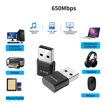 Naujas 650Mbps Mini Wireless wifi Adapteris Bluetooth4.2 USB dual band, network kortelės RTL8821CU 2.4+5.8 G black WiFi adapteris ac PC