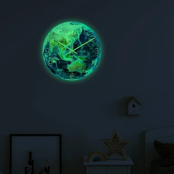 Šviesos Žemę Sieninis Laikrodis Planetos Spausdinti Laikrodis Studijų Kambario, Miegamojo Kambarį Apdaila Vaikams, Kūdikio Kambarys