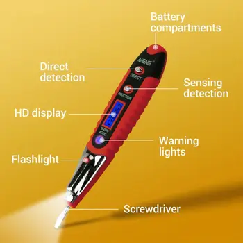 Bandymo Pieštuku Daugiafunkcį AC/DC LCD Skaitmeninis Ekranas Įtampos Bandymo Pen LED Šviesos Įtampos Detektorius Testeris Elektrinis Atsuktuvas Pen