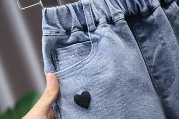 1 2 3 4 5 6 metų mergaitė kūdikių drabužiai meilės džinsinio audinio kelnės pavasarį bamblys mergaičių kūdikių drabužiai vaikams elastinės juostos džinsai kelnės