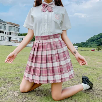 Vasarą Moteris Mini Sijonai Harajuku Korėjos Stiliaus Mados Mielas Kawaii Sijonai Mergaitėms Aukšto Juosmens Pledas Klostuotas Sijonas Moterims