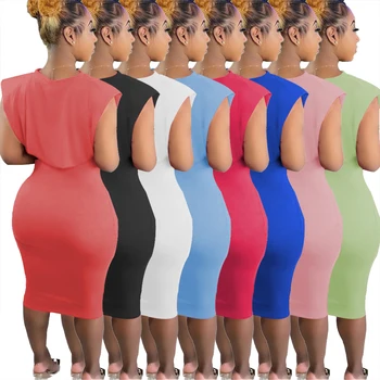 Vasaros 2021 moterų vientisos spalvos apvali apykaklė mielas, seksualus sijonas, 2 vnt TC086