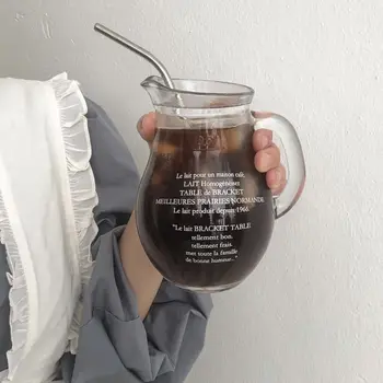 Ins Stiliaus Korėjos Cafe Latte Kavos Puodelis Su Rankena Didelis Šalto Gėrimo Stiklinės Pieno Puodą Vyno Balionėlis, Desertas, Taurė Toros Puodą
