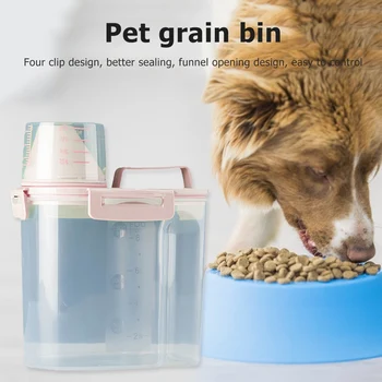 Plastikinių Pet Feeder Maisto Konteinerių Šunų Kačių Didelio Pajėgumo Stabdžių Oksidacijos Uždaromos Fresh Box Užkandis Talpykla su Matavimo Puodelis