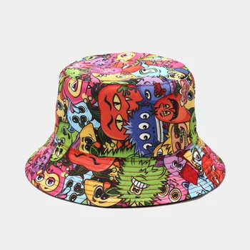 Grįžtamasis Žvejys Skrybėlę Animacinių Filmų Daržovių Kibirą Kepurės Moterims, Vyrams, Gatvės, Hip-Hop Kibirą Bžūp Atsitiktinis Spausdinti Unisx Žvejybos Hat