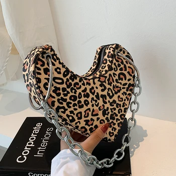 Seksualus Leopard Širdies formos Pažasties maišelį 2021 m. Vasarą Naujų PU Oda Moterų Dizaineris Rankinės Prabangos prekės Grandinės Pečių Krepšiai
