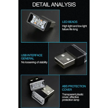 LED Žibintai Atmosfera Dekoratyvinės Lempos Automobilio Cigarečių Degiklio PC su USB Lizdai Avarinis Apšvietimas Automobilio Stiliaus