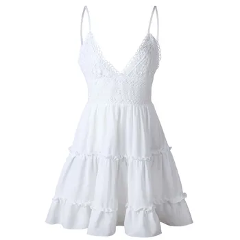 Suknelė Moterims Vasarą Moterys Vasarą Backless Mini Suknelė Balta Vakare Šalies Paplūdimio Suknelės Sundress Mini Suknelė Skraiste Blanche