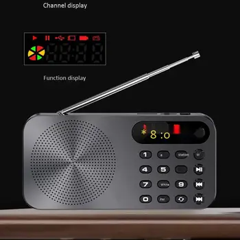 K6 Multi-funkcija Fm Radijas 3600mah Baterijos Įkrovimo Led Skaitmeninis Ekranas Radijas Su Žibintuvėlis Apšvietimo Funkcija Su dėžute
