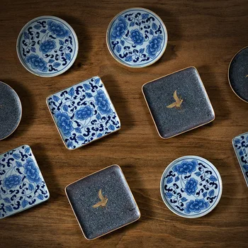 Keramikos Miestelyje Japonų Stiliaus Rupi Keramikos Aukso Tapybos Miestelyje Šilumos Įrodymas, Mat Teacup Kilimėlis Keramikos Kung Fu Arbatos Ceremonija