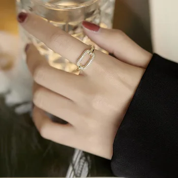 Gotikinio Stiliaus Geometrinis Aikštėje Metalo Aukso Cirkonis Žiedai Moteris Minimalistinio Atidarymo Žiedas 2021 Naujų Korėjos Mados Šaliai, Papuošalai