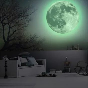 Karšto Estetinės 3D Šviesos Švytėjimas Tamsoje Mėnulis Siena Lipdukas Nuimamas Apdailos Liuminescencinės Lipdukas Namų, Vaikų Kambarys Lipdukai