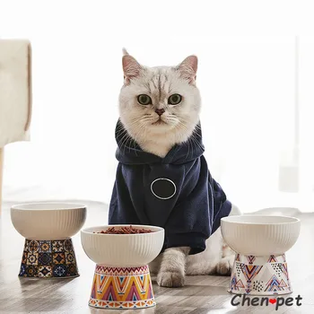 Ėdalo Dubenėlį Europos Stiliaus Bohemijos Keramikos Kačių Dubenėlius su Stovu Mažų Šunų Kitten Maisto Finansuojančiojo Dizaineris Kačių Reikmenys
