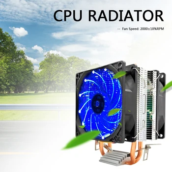 PC Kompiuteris Vandens Aušinimo Priedai 2 Variniai Šilumos Vamzdžiai Dual CPU Aušinimo Ventiliatorius Darbalaukio Aušintuvo Radiatoriaus Intel AMD