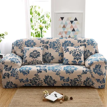 Universalus Mėlynos gėlės Pilnas draudimas elastinga sofa cover derinys princesė sofos pagalvėlių smėlio plaukų rankšluosčiu 1/2/3/4 Sėdynės