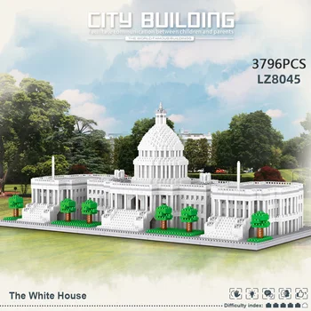 Prezidento rūmuose Jungtinių valstijų architektūros nanobricks Vašingtone.D.C Baltųjų rūmų pastatas micro diamond blokuoti žaislai
