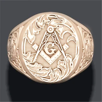 Naujos Mados AG Masonai Modelio Žiedas Vyrų Mados Žiedas Metalo Auksą, Padengtą Masonai Žiedas Aksesuarai, Šaliai, Papuošalai