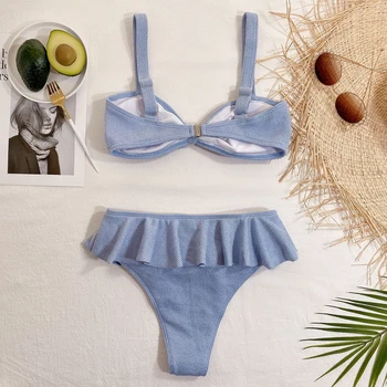 Pynimas Aukšto Juosmens Bikini 2021 Seksualus maudymosi kostiumėlis Moterims maudymosi Kostiumėliai, Moterų Push Up Bikinis Nustatyti Plaukimo Dėvėti Maudymosi Kostiumą Keltą