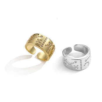 HECHENG CZ Pločio Žiedas,Geometrinis Paprastas Aukso Spalvos Reguliuojamas Žiedo Moterys Šalis Fine Jewelry