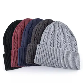 Kietojo žieminė kepurė vyrams skullies beanies moterų atsitiktinis beanie skrybėlių suaugusiųjų megzti beanie kepurės vyrų storas šiltas black hat invierno