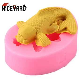 NICEYARD Silikono Formos Kepimo Įrankis 3D Koi Žuvis Karpis Pelėsių 