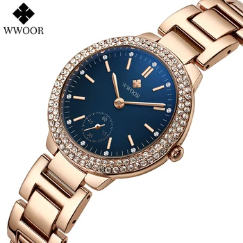 WWOOR 2021 Ponios Žiūrėti Garsaus Prekės ženklo Prabangos Diamond Moterų Laikrodis Japonijos Kvarco Judėjimas Atsitiktinis Žiūrėti Reloj Mujer