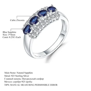 GICA GEMA Gamtos Mėlynas Safyras Brangakmenio Žiedai Moterų Mados Nekilnojamojo 925 Sterlingas Sidabro Juostos Vestuvių, Sužadėtuvių Fine Jewelry