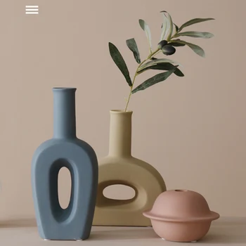 Šiaurės Šalių Keramikos Vaza Apdailos Namų Kūrybos Modelius Kambarį Modelio Gėlių Kompozicijų Geometrinis Menas Dekoratyvinių Gėlių Vaza