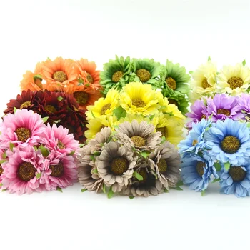 6pcs Pigūs Daisy Dirbtinių Gėlių Šilko Saulėgrąžų Puokštės, Vestuvių Dekoravimas Scrapbooking 