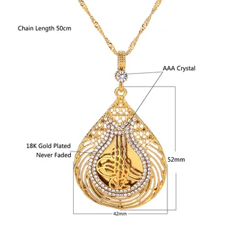 Musulmonų Naujoji Turkijos Islamo Monetos Karoliai Moterims, Dovanos Aukso Spalvos arabų Monetas Dievas Juvelyriniai dirbiniai Didmeninė Turk Pakabučiai Su Krištolo