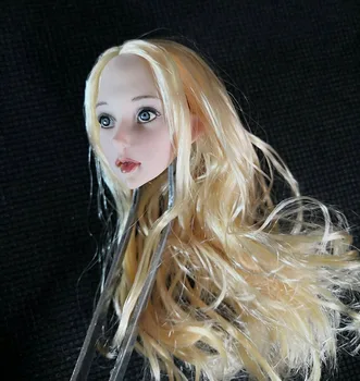 1/6 Anime Mergina Šviesiaplaukė Galva Drožyba Modelis Garbanos Plaukų Loli Galvos Skulptūra 12