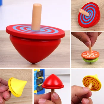 4Pcs/Daug Naujų Medinių Žaislų Spalvinga Viršų Verpimui Montessori Magija Klasikinis Žaislai Viršų Verpimui Švietimo Gimtadienio Dovana