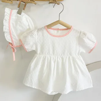 Kūdikiams, Kūdikių Mergaitės Jumpsuit Medvilnės Trumpomis Rankovėmis Korėjos Stiliaus Bamblys Baby Girl Dress Romper Vasaros Kūdikių Drabužiai Mergaitėms