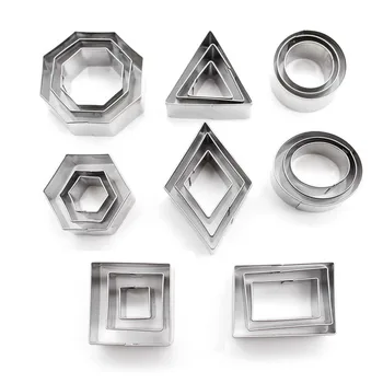 24pcs/Daug Nerūdijančio Plieno Geometrijos Round Square Molio Cutter Dizaineris 
