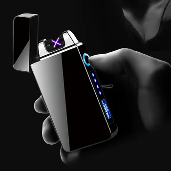 Mini Dvigubo Elektros Lengvesni USB Įkrovimo Touch Kontrolės Nešiojami Vėjo Su LED Maitinimo Indikatorius Cigarečių Priedai