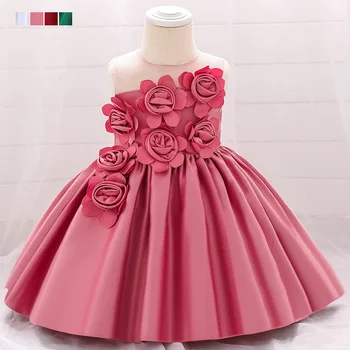 Korėjos Versija Saldus Vaikų Priimančiosios Vakaro Dress Satino Decal Podiumo Suknelė Kūdikių Dress Mergaitė