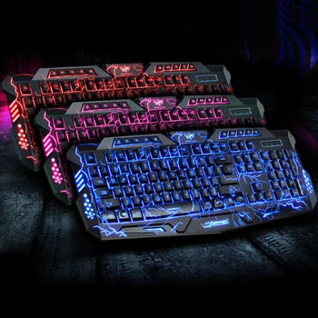 Naujas Tri-spalvų Šviesą Pro Gamer Klaviatūra Žaidimų Klaviatūra, 6 Mygtukus, 3200 DPI, Mechaninė LED Backlight Pro Žaidimų Pelės