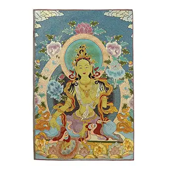 Indija Siuvinėjimo Tibeto Thangka su Keturių Ginklų Kwan Yin Avalokitešvara Lotus Sėdynės Sienos Kabo Namų Dekoro Tapestrys Hogar
