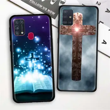 Telefono Dėklas Samsung Galaxy M51 M31 M30s M31s M21 M11 M01 A7 A9 2018 F41 Premjero Soft Shell Krikščionių Religinės Jėzaus Kryžius