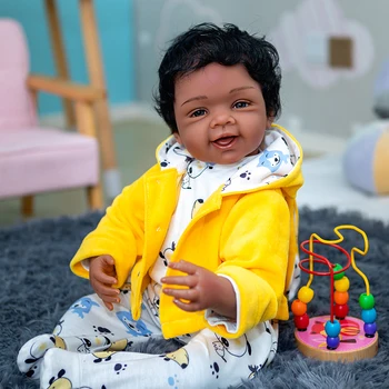 55CM Reborn Baby Doll 22 Colių Juoda Oda Afrikos Reborn Lėles Minkšta Nekilnojamojo Tikroviška Žaislai Vaikams, Kūdikiams, Vaikams, Žaisti Žaislas Dovanos