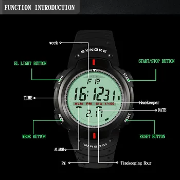 Relojes Hombre SYNOKE LED Didelis Ciferblatas Skaitmeniniai Laikrodžiai Vyrams, Sporto laikrodis Elektroninis Laikrodis Prabangos Prekės ženklo Vyrus Karinių Laikrodis