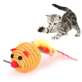 Naminių gyvūnėlių, Kačių Žaislas Sizalio Pelės Plunksnų Interaktyvus Kačiukas Kibinimas Žaisti Kramtomoji Nulio Žūklės Reikmenys Pelės Juokingas Žaislas Kačiukai