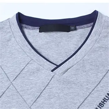 2021 Mens Laisvalaikio T-Shirt Slim Mados Long Sleeve V-Kaklo Fitneso Marškinėliai Topai Homme Marškinėlius Draugu Dovana Harajuku Streetwear